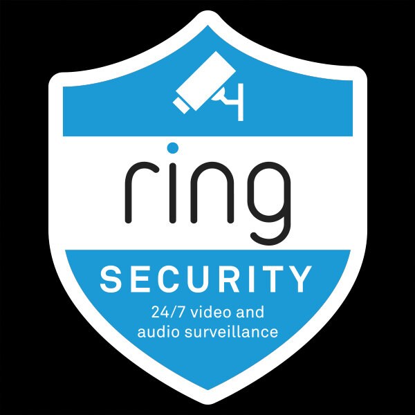 Indoor Ring Doorbell Security Camera Badge/Shield sticker (reverse pri