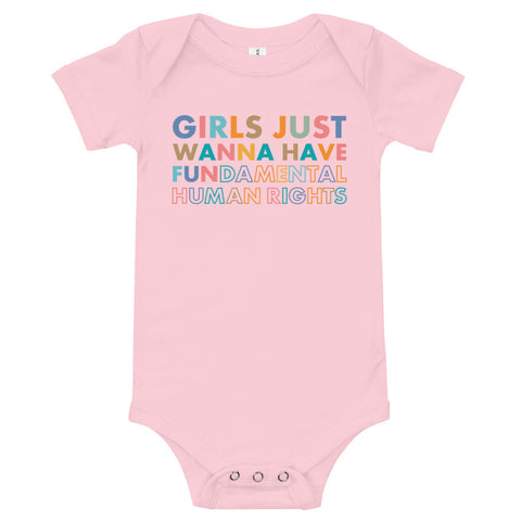 Girls Just Wanna Have Fundamental Human Rights baby short sleeve one piece