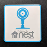 Protected by Nest Cam security sticker (reverse print, sticks INSIDE windows!)