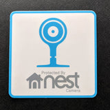 Protected by Nest Cam security sticker (reverse print, sticks INSIDE windows!)