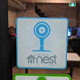 Protected by Nest Cam security sticker (reverse print, sticks INSIDE windows!)