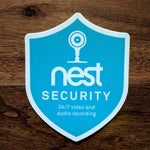 Indoor Nest Replacement Security Cam Badge/Shield sticker (reverse print, sticks INSIDE windows!)