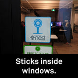 Protected by Nest Cam security sticker (reverse print, sticks INSIDE windows!)