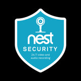 Nest Security Cam Badge/Shield static window cling (outdoor safe, sticks on either side)