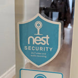 Nest Security Cam Badge/Shield static window cling (outdoor safe, sticks on either side)