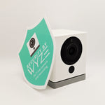 Indoor Wyze Cam/Sense Security Camera Badge/Shield sticker (official! Note: Reverse print, sticks INSIDE windows!)