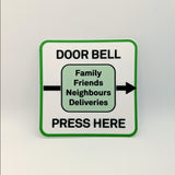 Waterproof Outdoor Smart Doorbell Instruction Sticker (For Arlo, Nest Hello, Ring, etc)