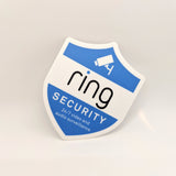 Indoor Ring Doorbell Security Camera Badge/Shield sticker (reverse print, sticks INSIDE windows!)