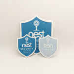 Indoor Nest Replacement Security Cam Badge/Shield sticker (reverse print, sticks INSIDE windows!)