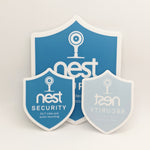 SMALL/Tiny Nest Security Cam Badge/Shield sticker replacement (outdoor or indoor) 1.5" x 1.86"