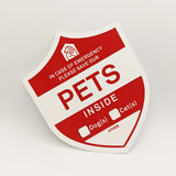 Emergency Pet Alert - Customizable Indoor/Outdoor Static Cling, moveable (For dogs, cats, birds, etc.) (outdoor safe, sticks on either side)