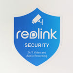 Indoor or Outdoor Reolink Security Camera Badge/Shield sticker (replacement, additional window decal)